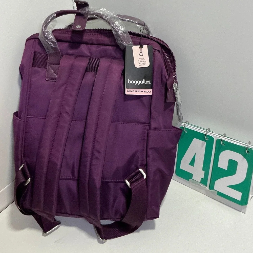 Baggallini Soho Backpack Plum Purple Water Resistant Nylon Travel Bag 3457
